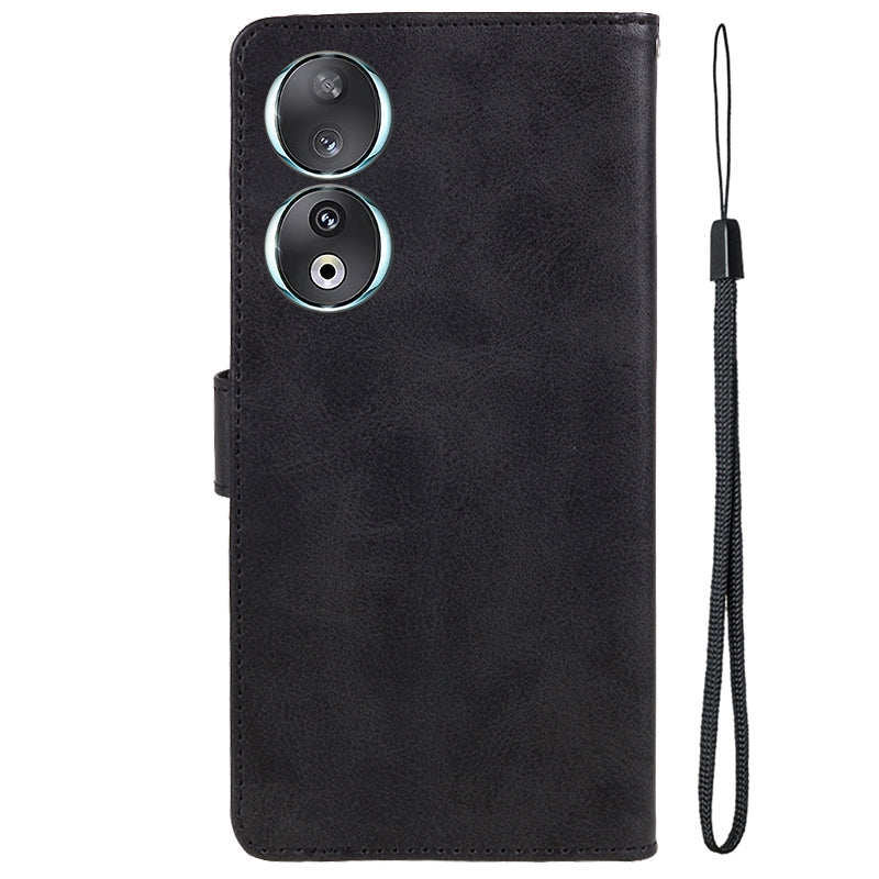 For Honor 90 Calf Texture Leather Phone Case Magnetic Clasp Wallet Stand Anti-fall Cover