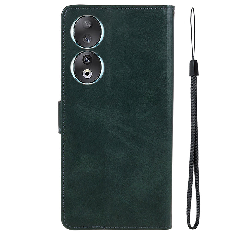 For Honor 90 Calf Texture Leather Phone Case Magnetic Clasp Wallet Stand Anti-fall Cover
