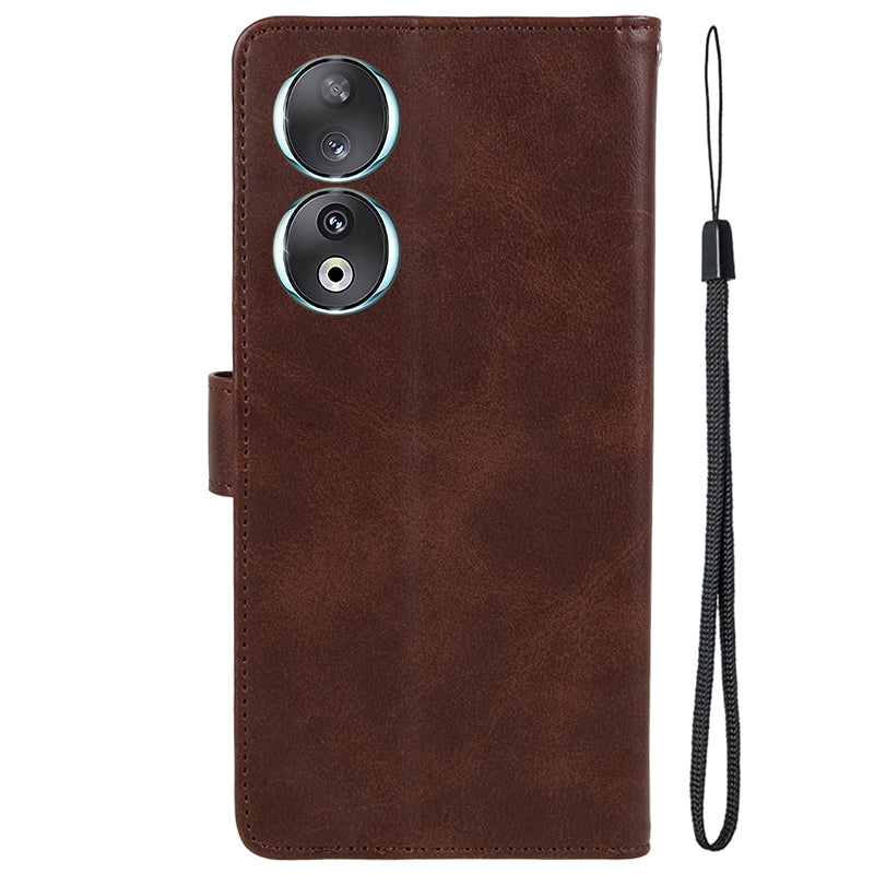 For Honor 90 Calf Texture Leather Phone Case Magnetic Clasp Wallet Stand Anti-fall Cover
