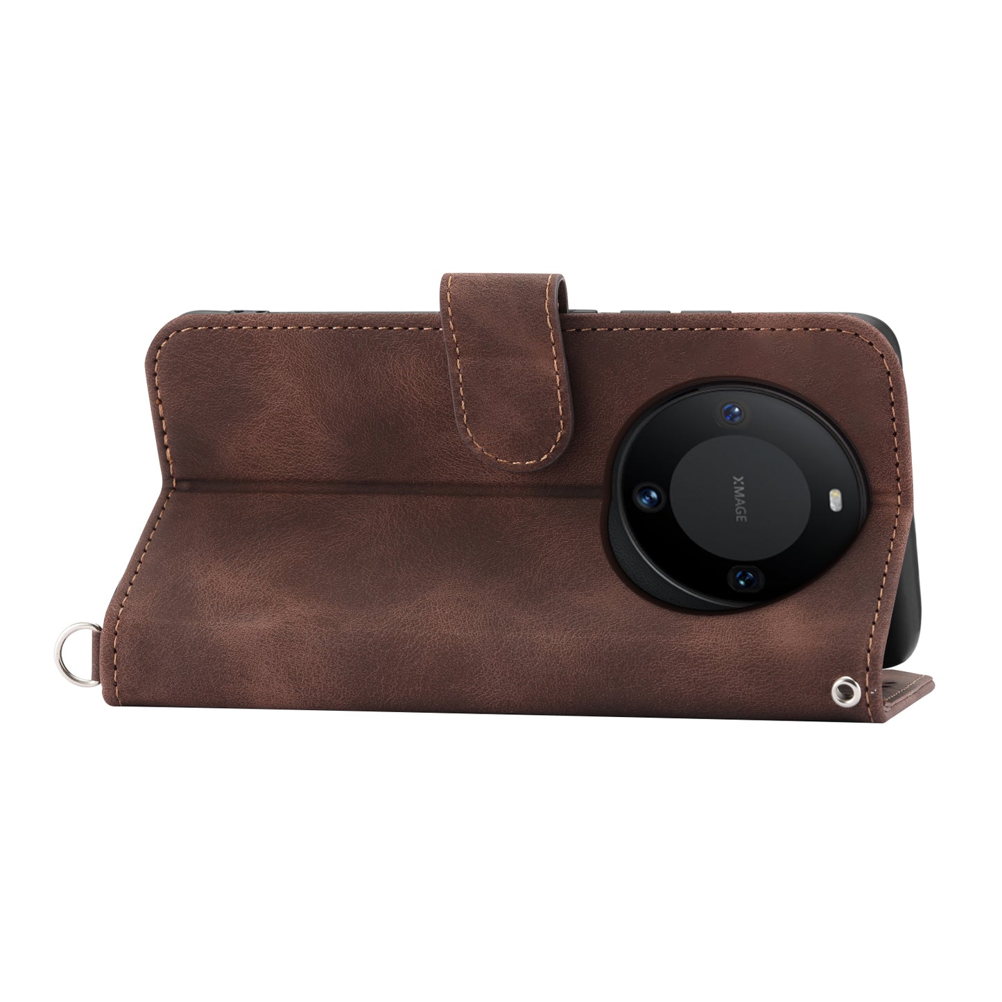 For Huawei Mate 60 Stand Wallet Phone Case PU Leather Imprinted Flower Phone Cover with Wrist Strap + Shoulder Strap