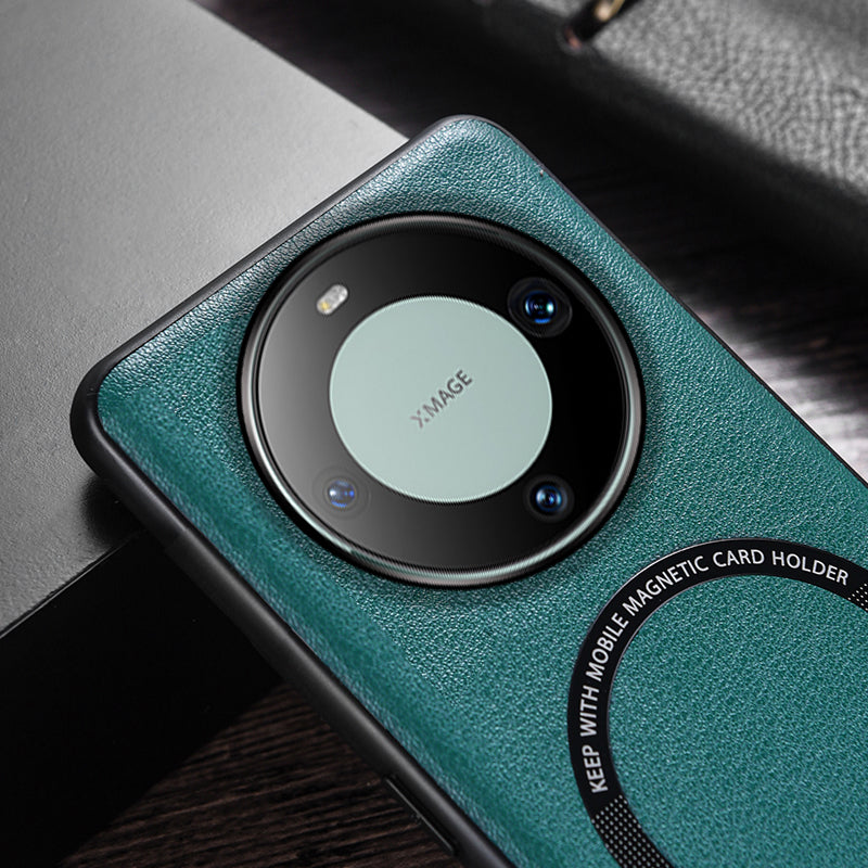 For Huawei Mate 60 Pro Magnetic Phone Case Compatible with MagSafe PU Leather Coated TPU Protective Cover