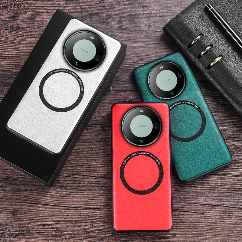 For Huawei Mate 60 Pro Magnetic Phone Case Compatible with MagSafe PU Leather Coated TPU Protective Cover