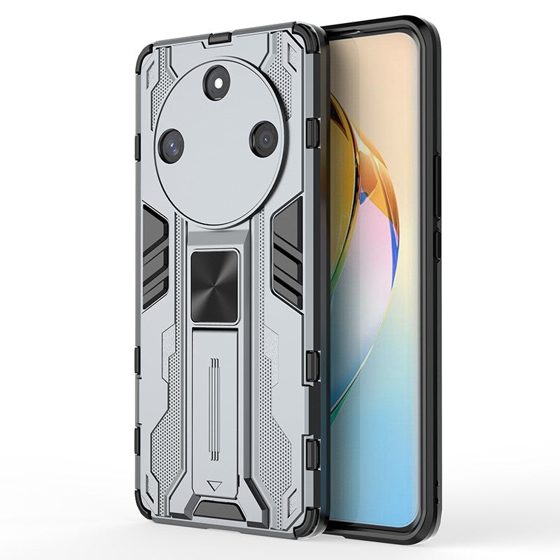 For Honor X50 Foldable Kickstand Phone Cover Hard PC + Soft TPU Anti-drop Protective Case