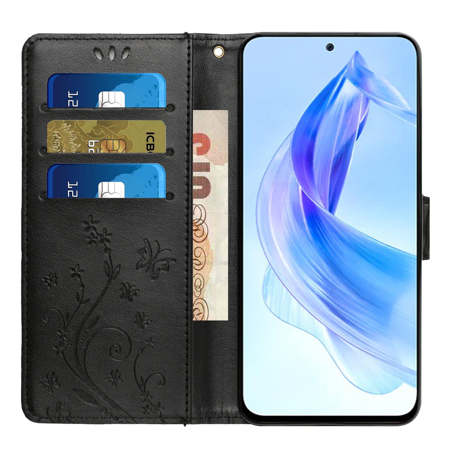 For Honor 90 Lite 5G / X50i 5G PU Leather Wallet Cover Butterfly Imprinted Stand Phone Case