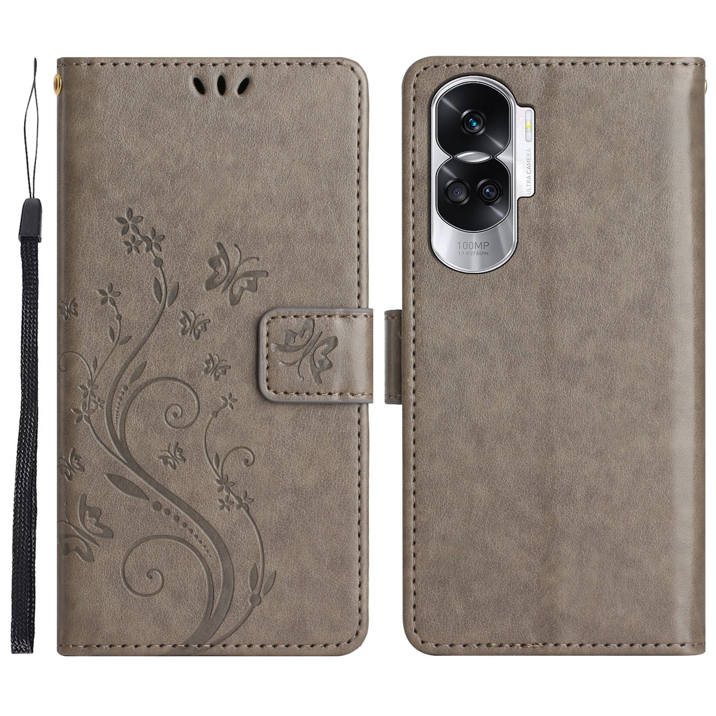 For Honor 90 Lite 5G / X50i 5G PU Leather Wallet Cover Butterfly Imprinted Stand Phone Case
