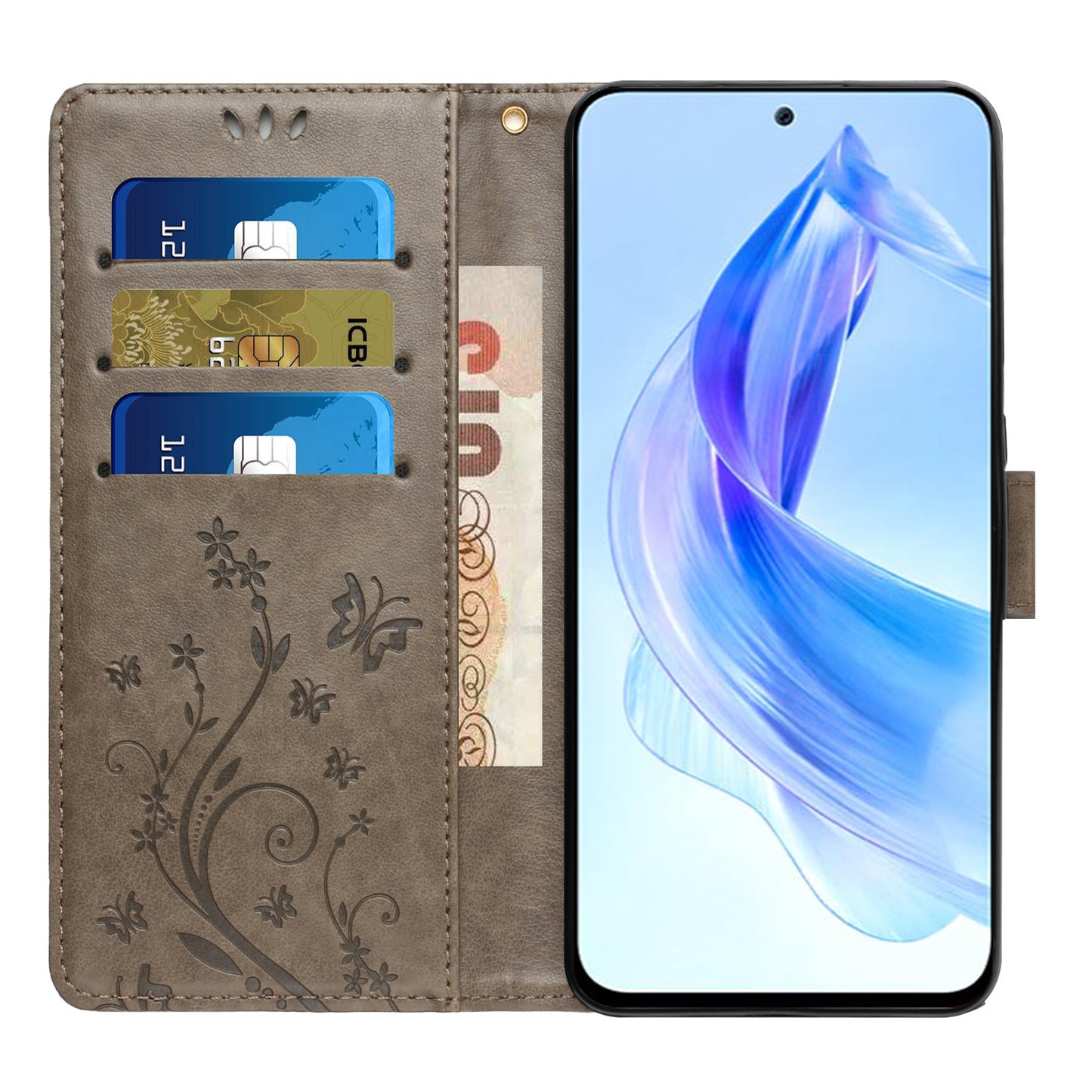 For Honor 90 Lite 5G / X50i 5G PU Leather Wallet Cover Butterfly Imprinted Stand Phone Case