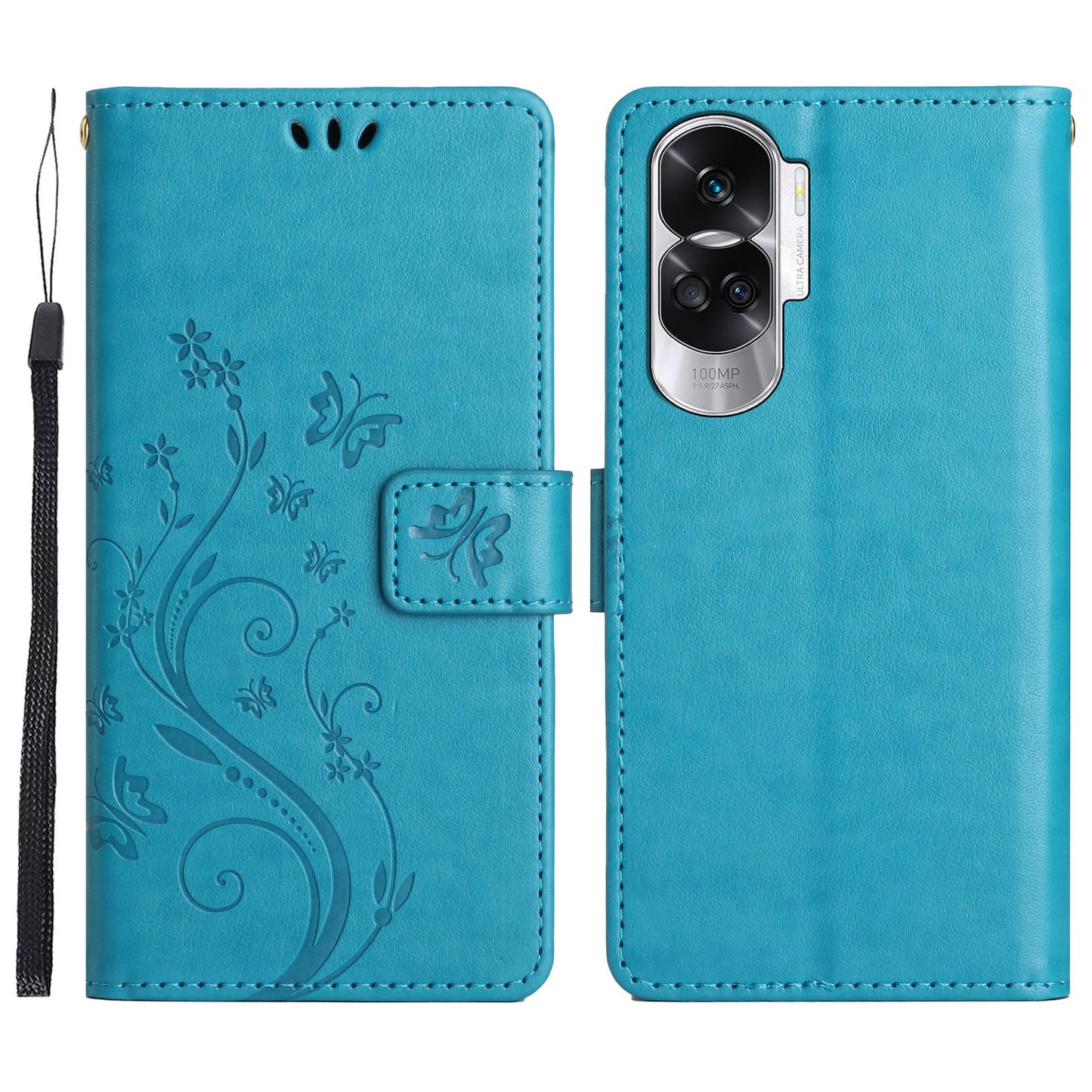 For Honor 90 Lite 5G / X50i 5G PU Leather Wallet Cover Butterfly Imprinted Stand Phone Case