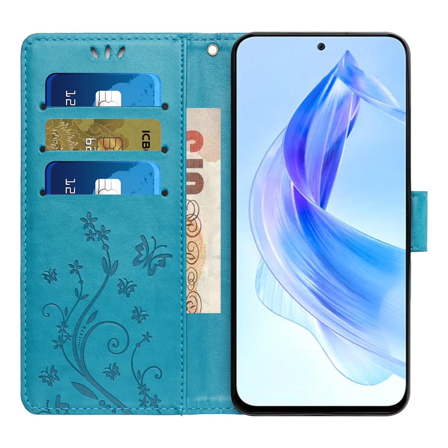 For Honor 90 Lite 5G / X50i 5G PU Leather Wallet Cover Butterfly Imprinted Stand Phone Case