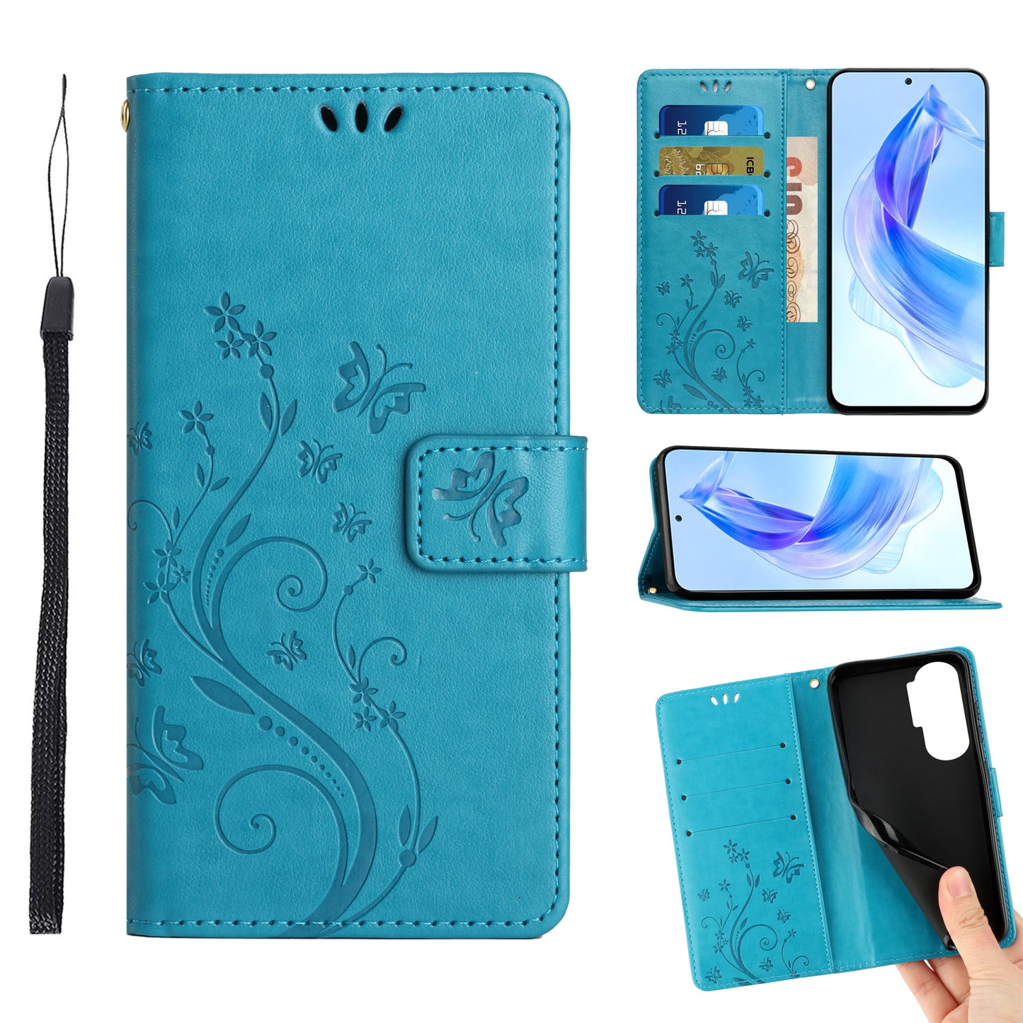 For Honor 90 Lite 5G / X50i 5G PU Leather Wallet Cover Butterfly Imprinted Stand Phone Case