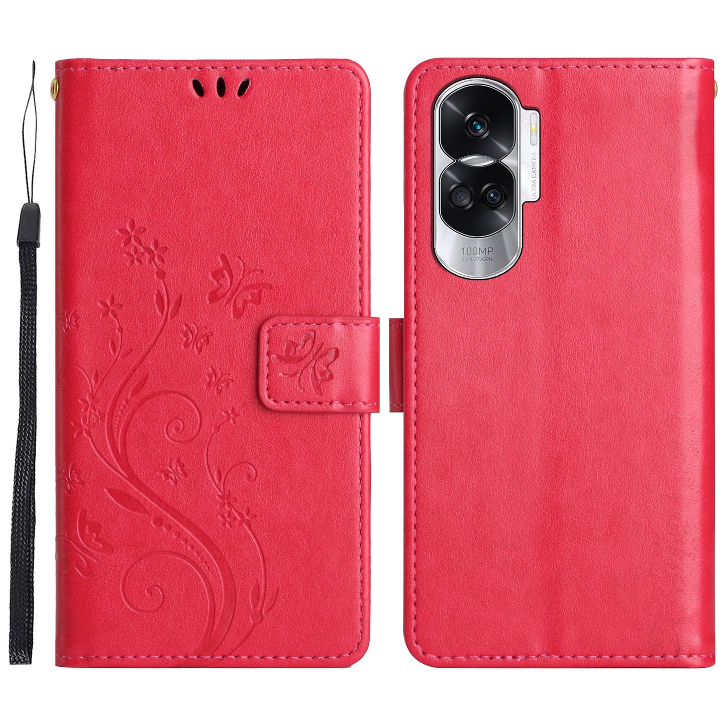 For Honor 90 Lite 5G / X50i 5G PU Leather Wallet Cover Butterfly Imprinted Stand Phone Case