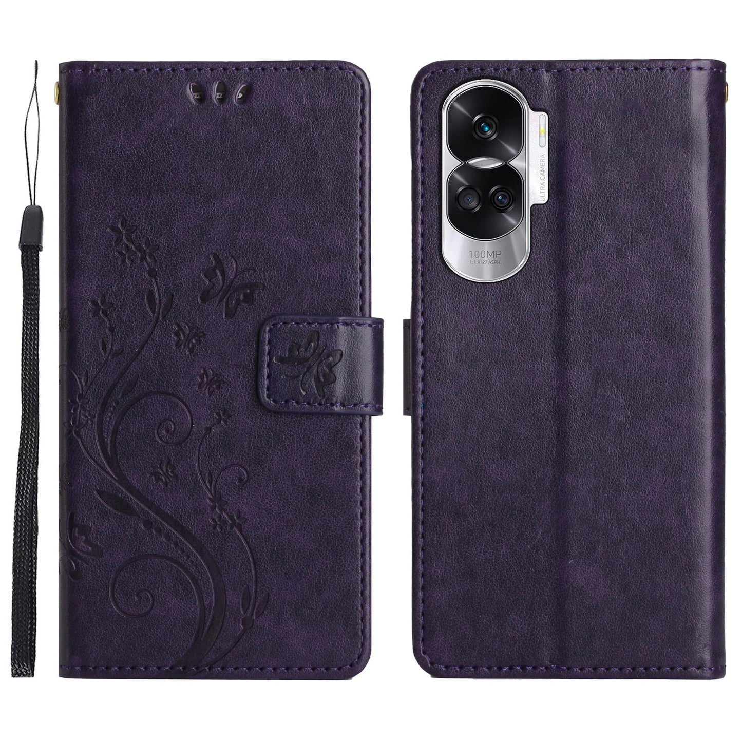 For Honor 90 Lite 5G / X50i 5G PU Leather Wallet Cover Butterfly Imprinted Stand Phone Case