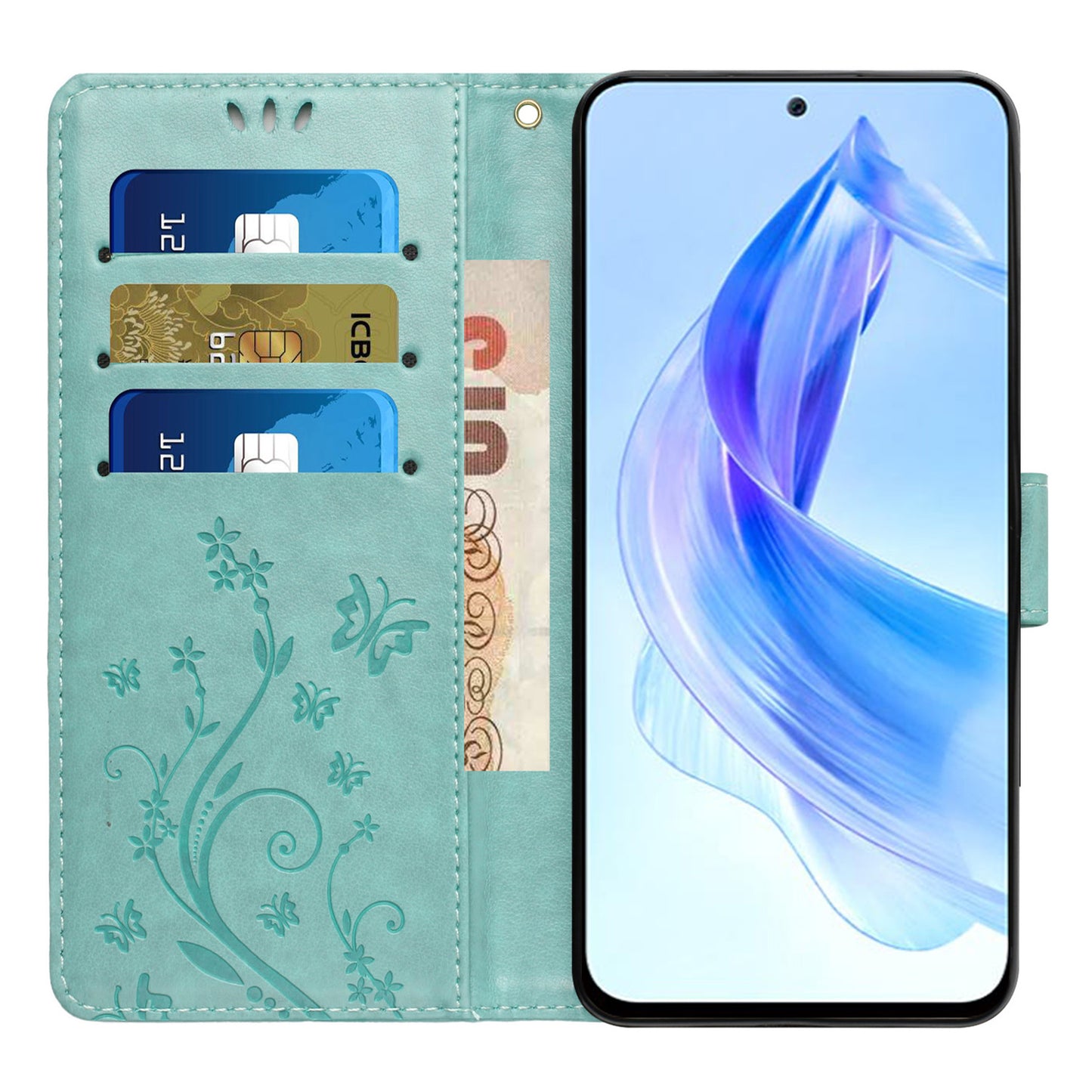 For Honor 90 Lite 5G / X50i 5G PU Leather Wallet Cover Butterfly Imprinted Stand Phone Case