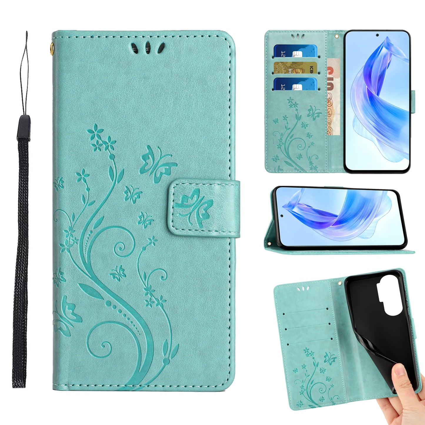 For Honor 90 Lite 5G / X50i 5G PU Leather Wallet Cover Butterfly Imprinted Stand Phone Case