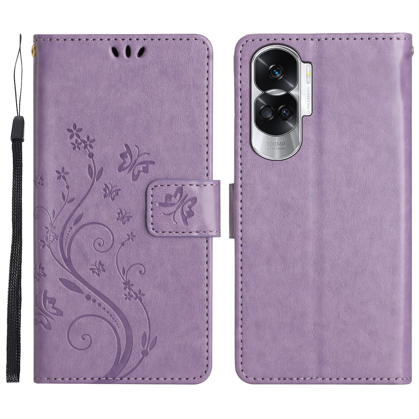 For Honor 90 Lite 5G / X50i 5G PU Leather Wallet Cover Butterfly Imprinted Stand Phone Case