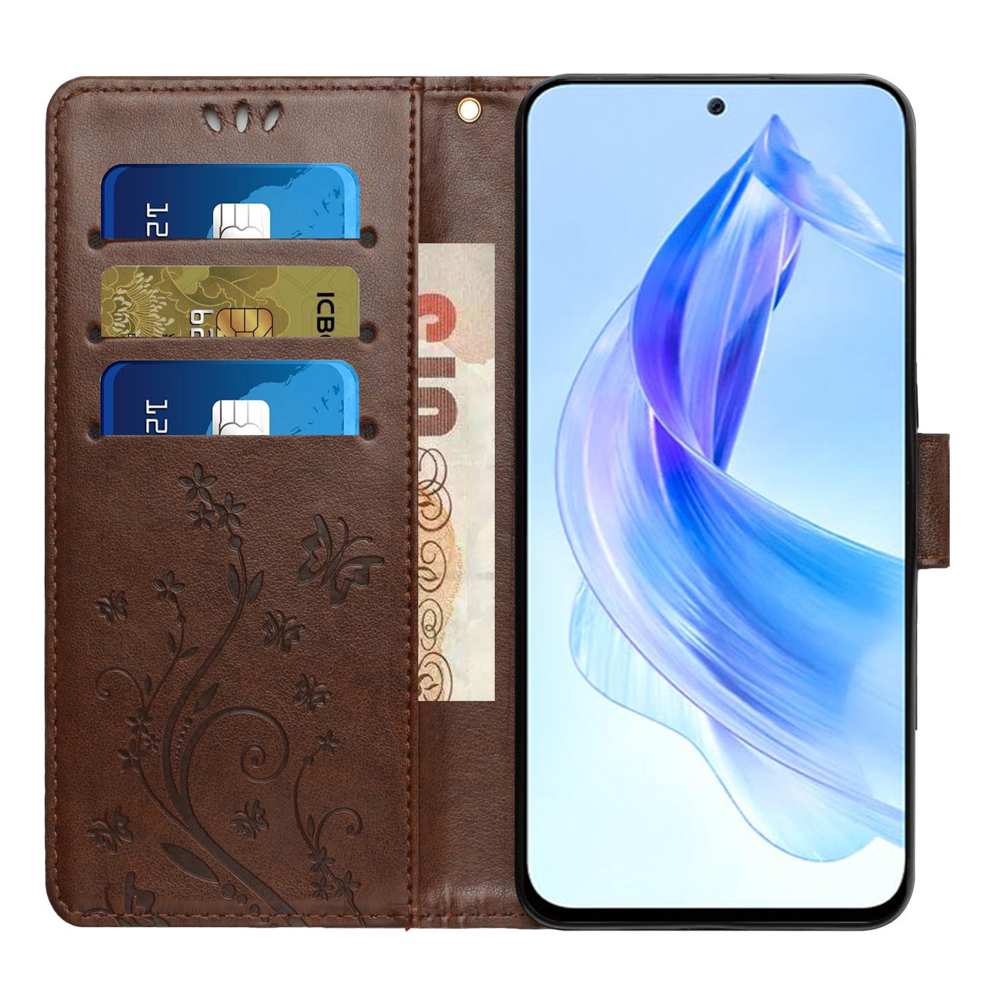 For Honor 90 Lite 5G / X50i 5G PU Leather Wallet Cover Butterfly Imprinted Stand Phone Case