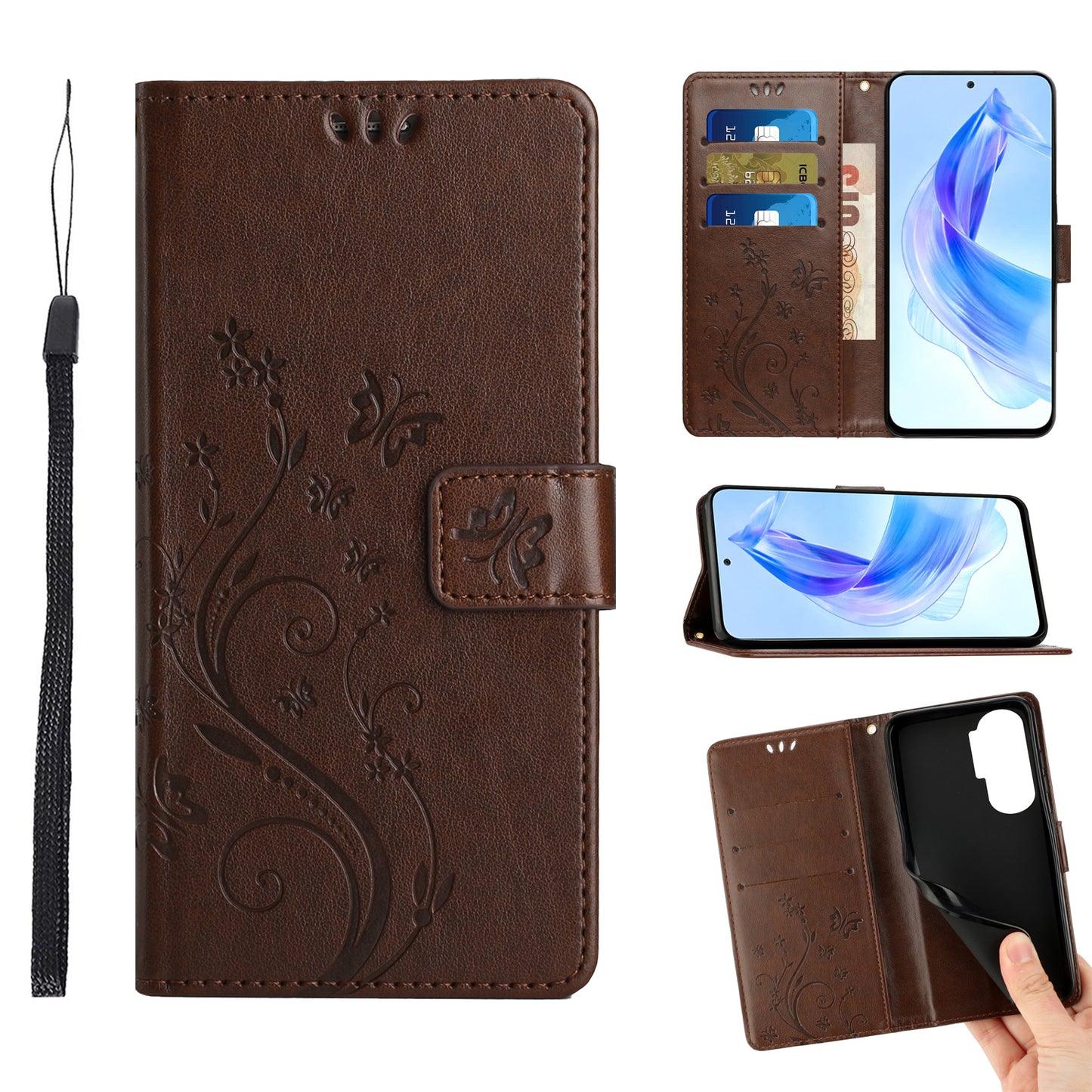 For Honor 90 Lite 5G / X50i 5G PU Leather Wallet Cover Butterfly Imprinted Stand Phone Case