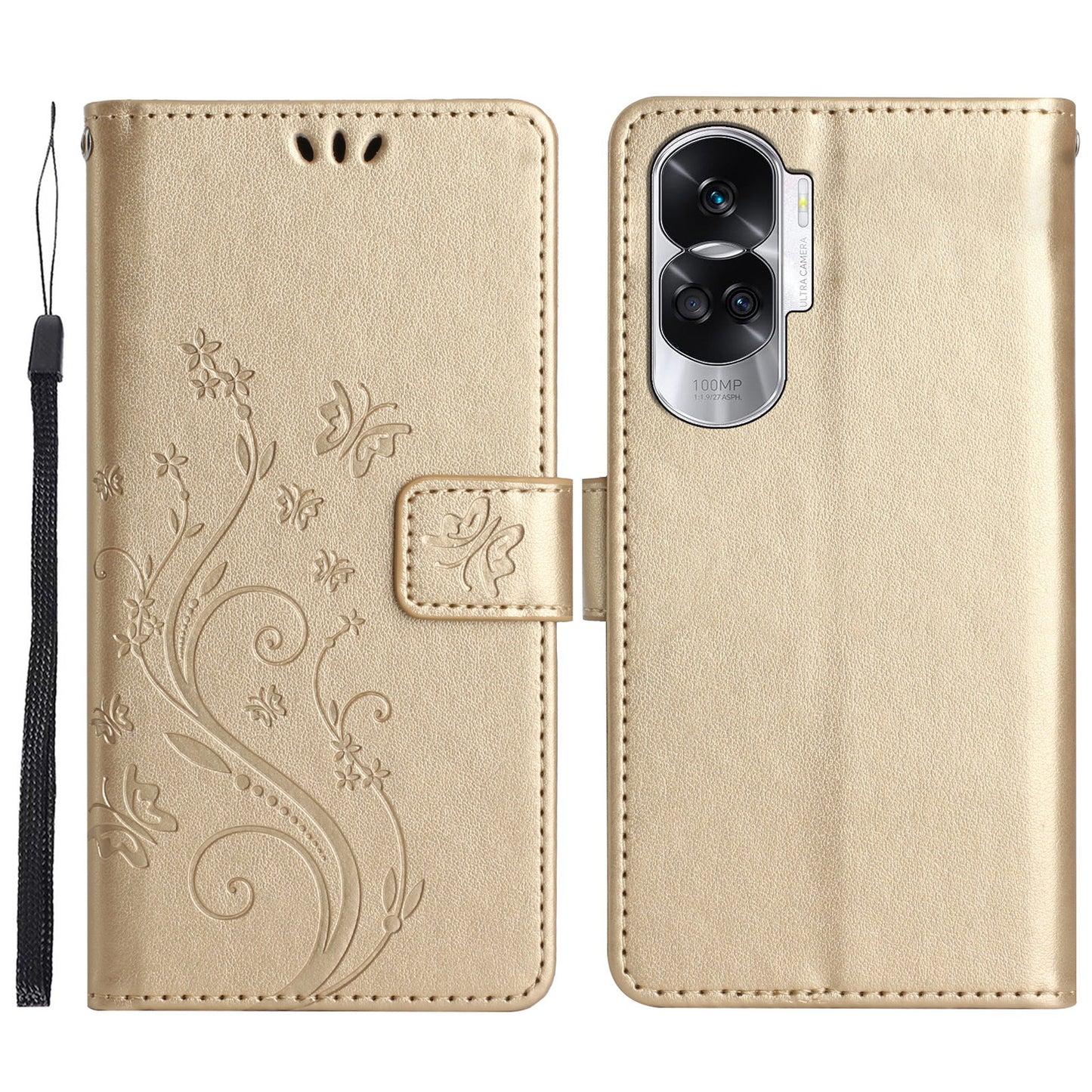 For Honor 90 Lite 5G / X50i 5G PU Leather Wallet Cover Butterfly Imprinted Stand Phone Case