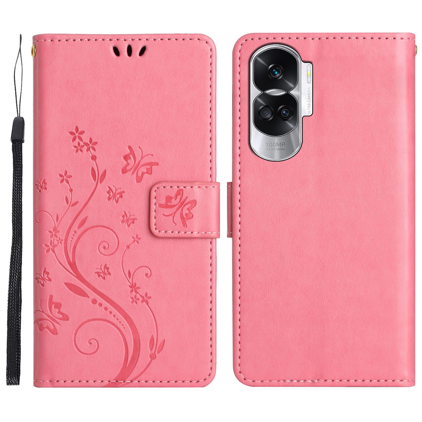 For Honor 90 Lite 5G / X50i 5G PU Leather Wallet Cover Butterfly Imprinted Stand Phone Case