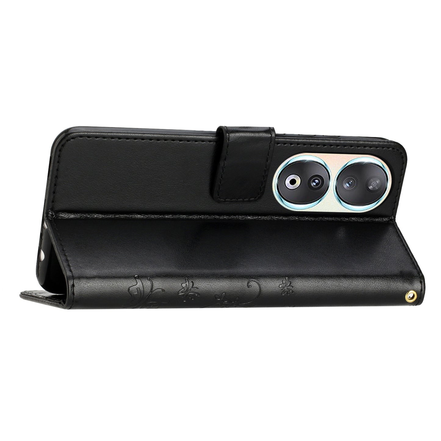 For Honor 90 PU Leather Wallet Cover Drop-proof Butterfly Imprinted Flip Stand Phone Case