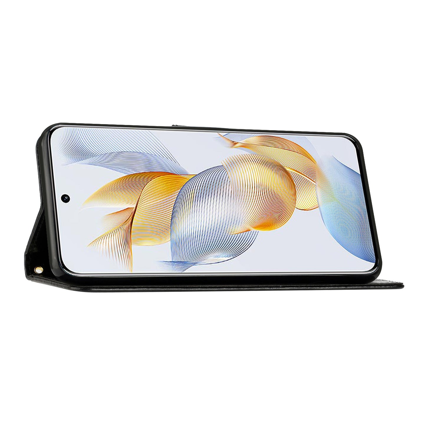 For Honor 90 PU Leather Wallet Cover Drop-proof Butterfly Imprinted Flip Stand Phone Case