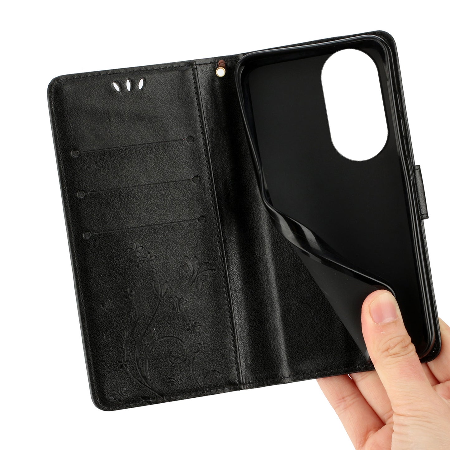 For Honor 90 PU Leather Wallet Cover Drop-proof Butterfly Imprinted Flip Stand Phone Case
