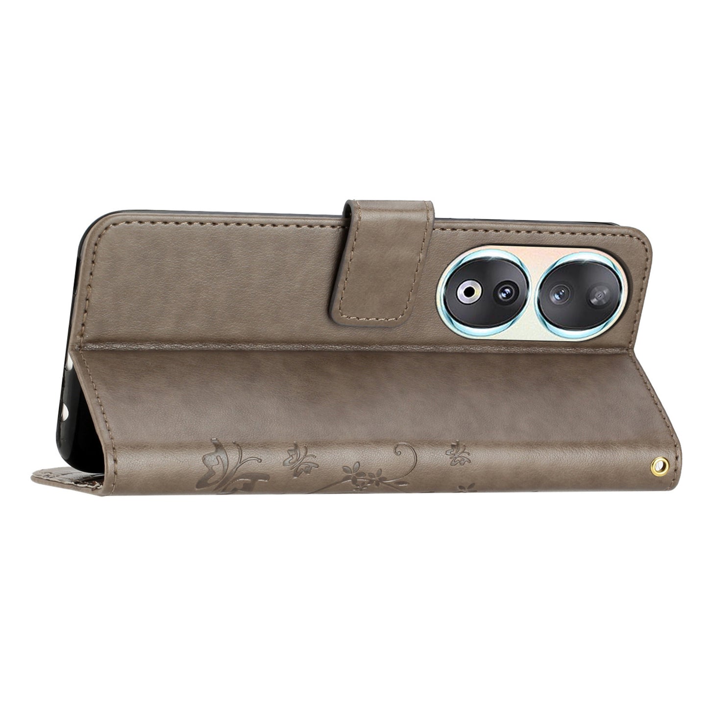 For Honor 90 PU Leather Wallet Cover Drop-proof Butterfly Imprinted Flip Stand Phone Case