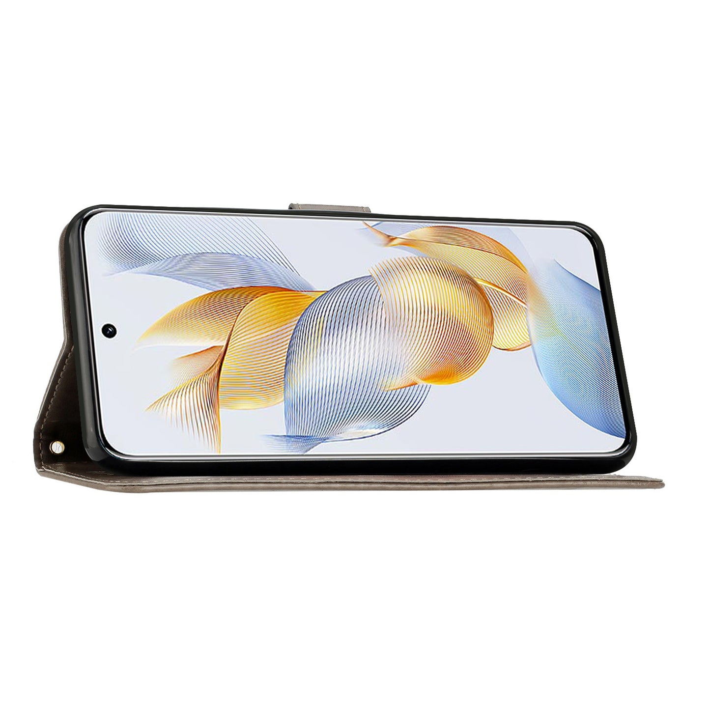 For Honor 90 PU Leather Wallet Cover Drop-proof Butterfly Imprinted Flip Stand Phone Case