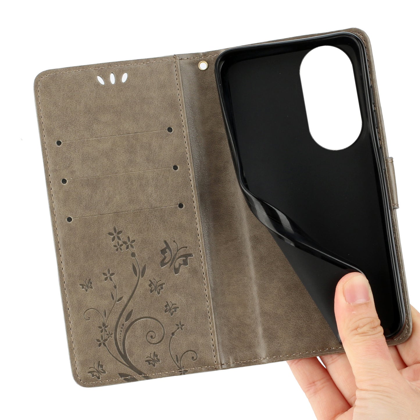 For Honor 90 PU Leather Wallet Cover Drop-proof Butterfly Imprinted Flip Stand Phone Case