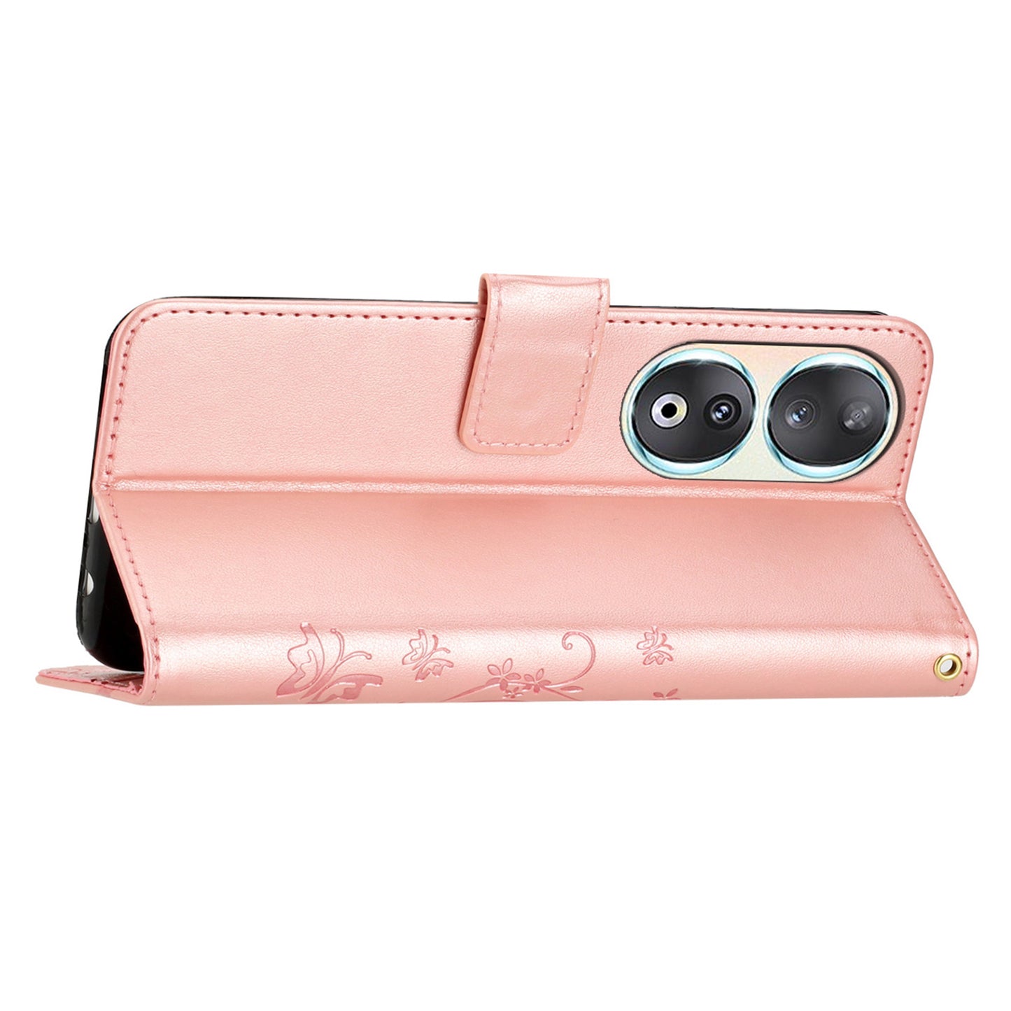 For Honor 90 PU Leather Wallet Cover Drop-proof Butterfly Imprinted Flip Stand Phone Case