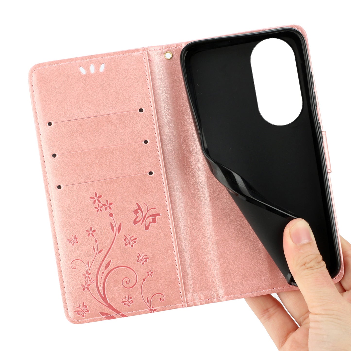 For Honor 90 PU Leather Wallet Cover Drop-proof Butterfly Imprinted Flip Stand Phone Case