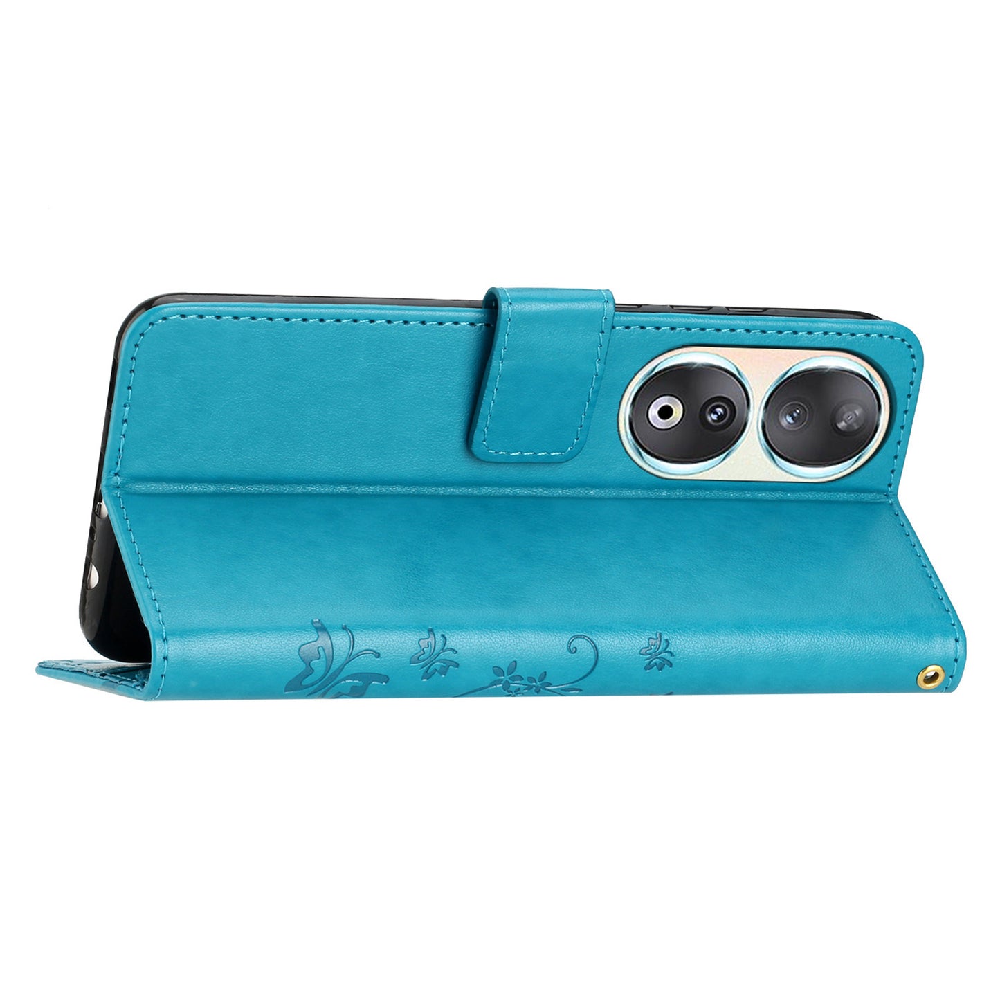 For Honor 90 PU Leather Wallet Cover Drop-proof Butterfly Imprinted Flip Stand Phone Case