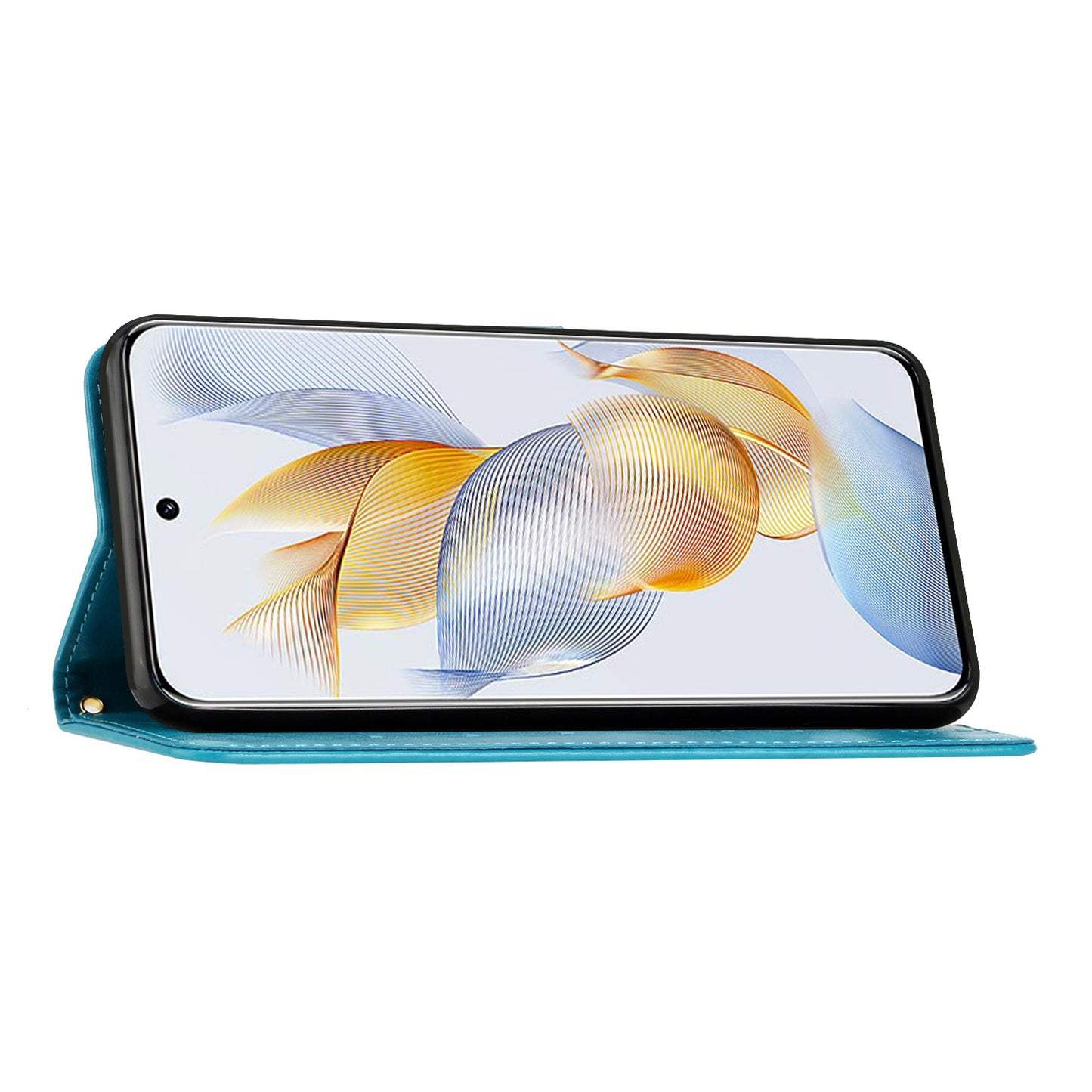 For Honor 90 PU Leather Wallet Cover Drop-proof Butterfly Imprinted Flip Stand Phone Case