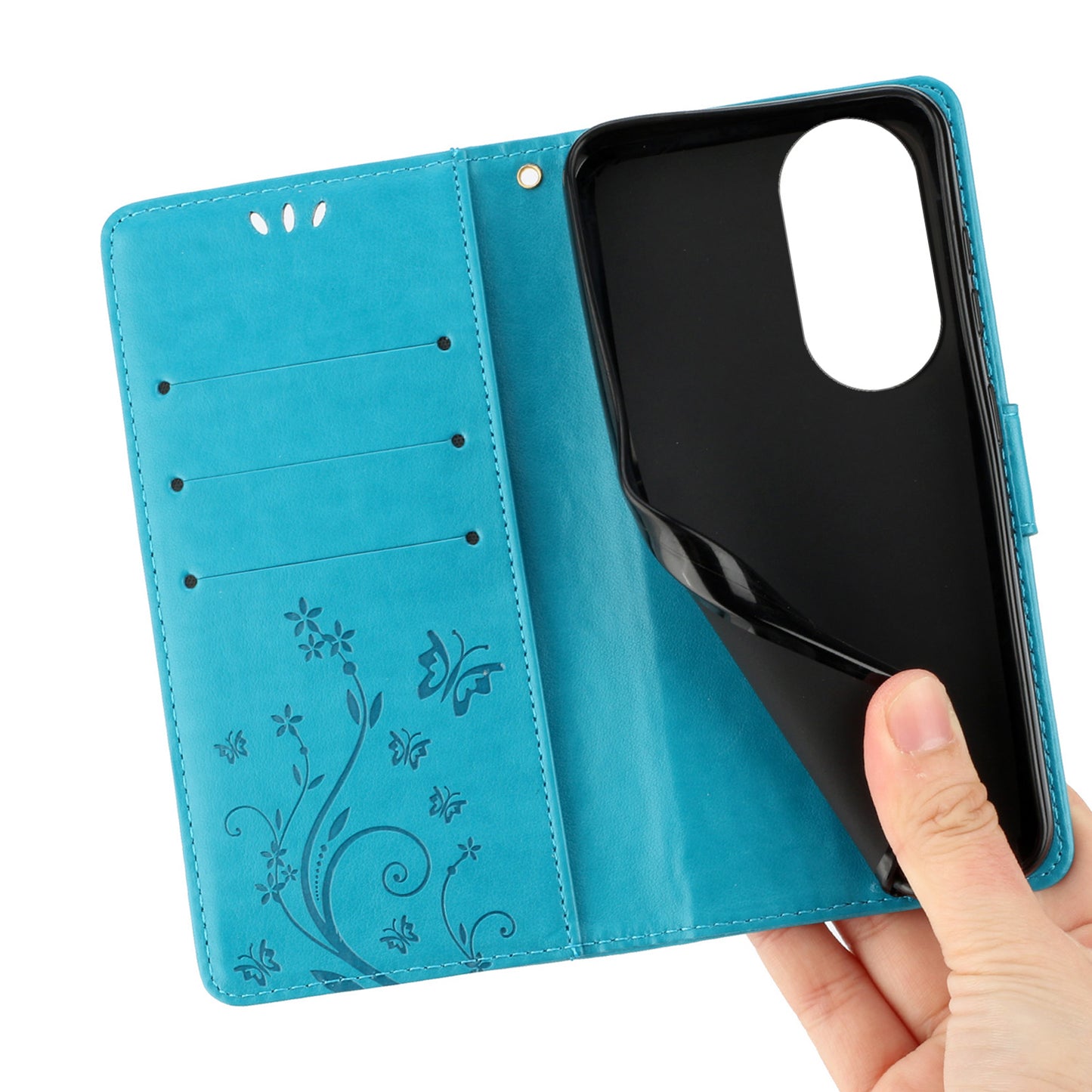 For Honor 90 PU Leather Wallet Cover Drop-proof Butterfly Imprinted Flip Stand Phone Case