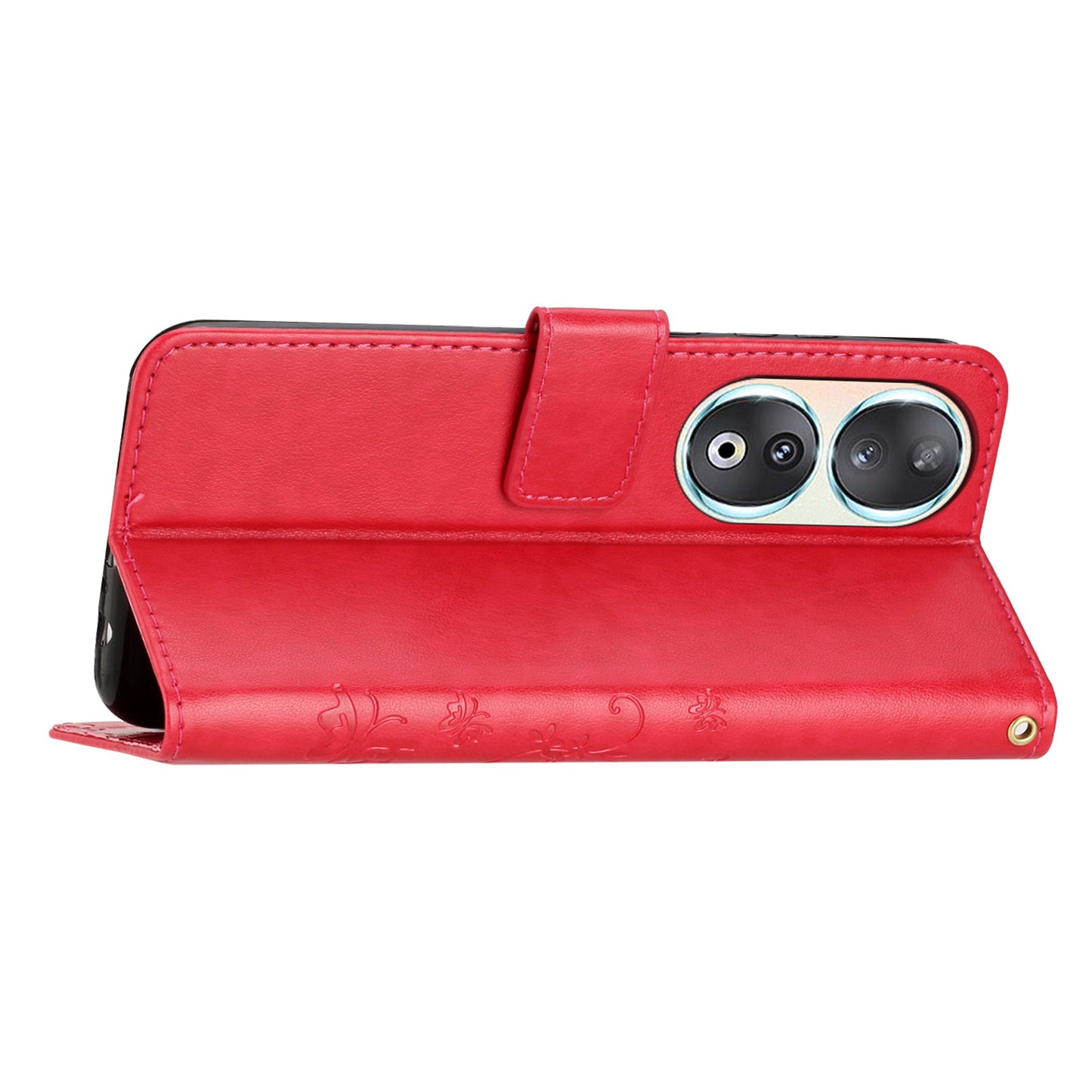 For Honor 90 PU Leather Wallet Cover Drop-proof Butterfly Imprinted Flip Stand Phone Case