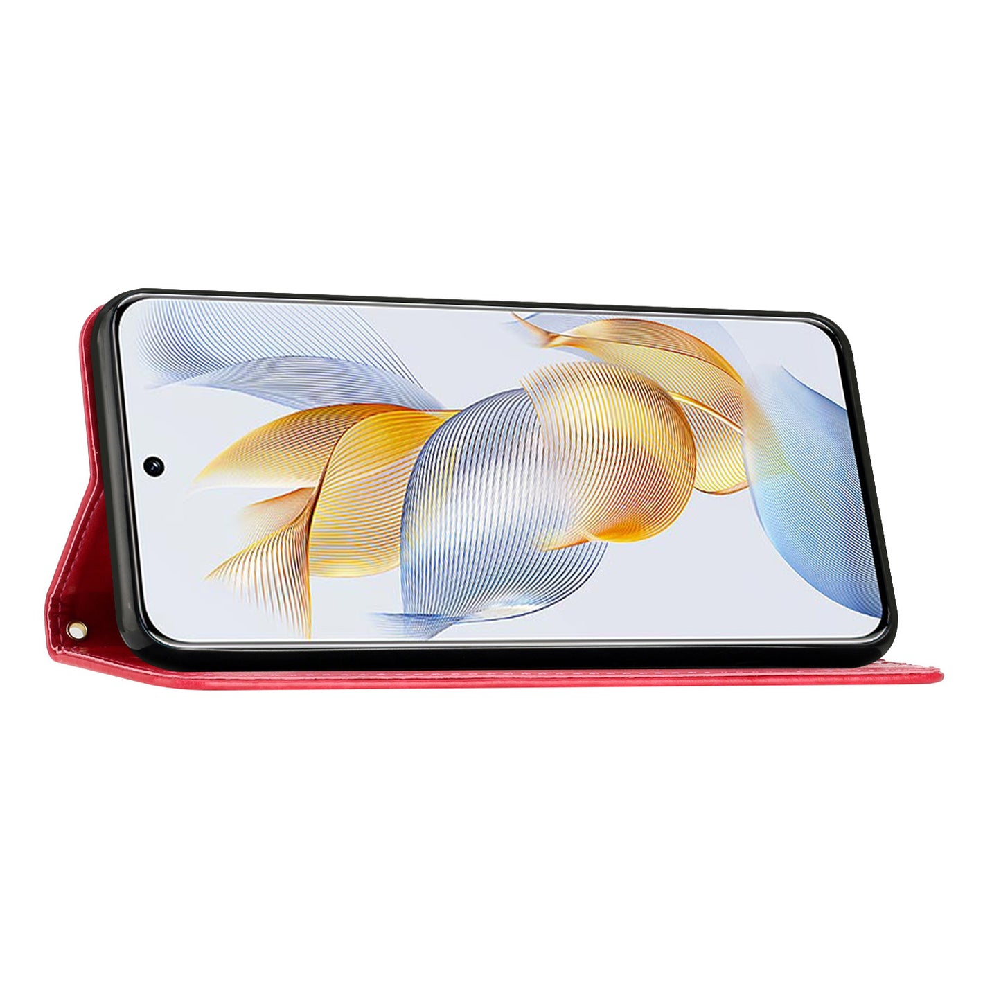 For Honor 90 PU Leather Wallet Cover Drop-proof Butterfly Imprinted Flip Stand Phone Case