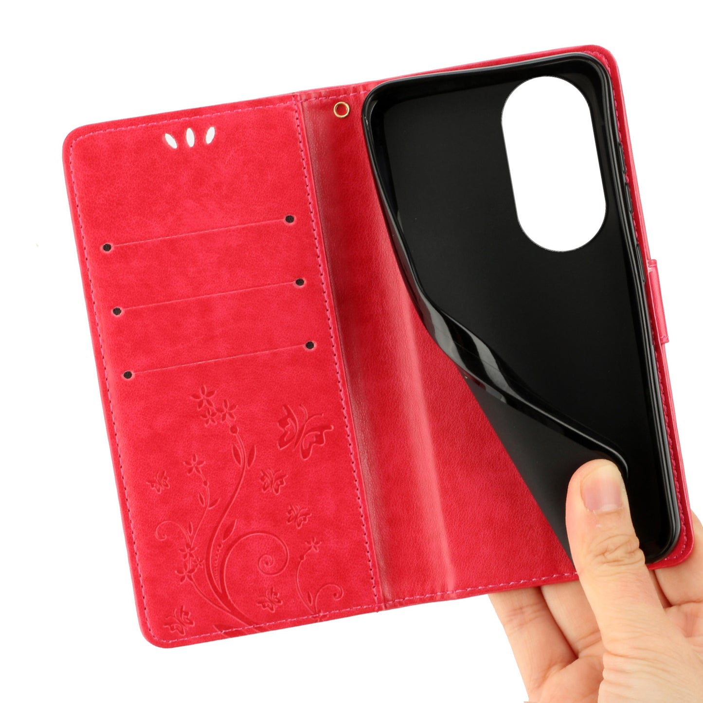 For Honor 90 PU Leather Wallet Cover Drop-proof Butterfly Imprinted Flip Stand Phone Case