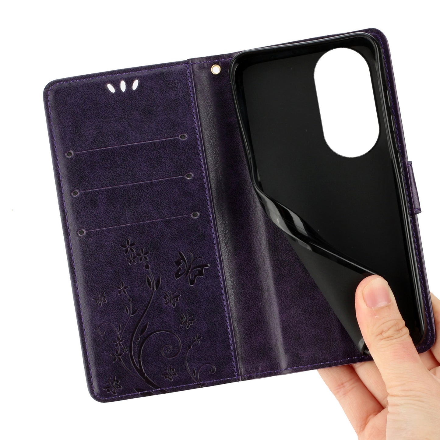 For Honor 90 PU Leather Wallet Cover Drop-proof Butterfly Imprinted Flip Stand Phone Case