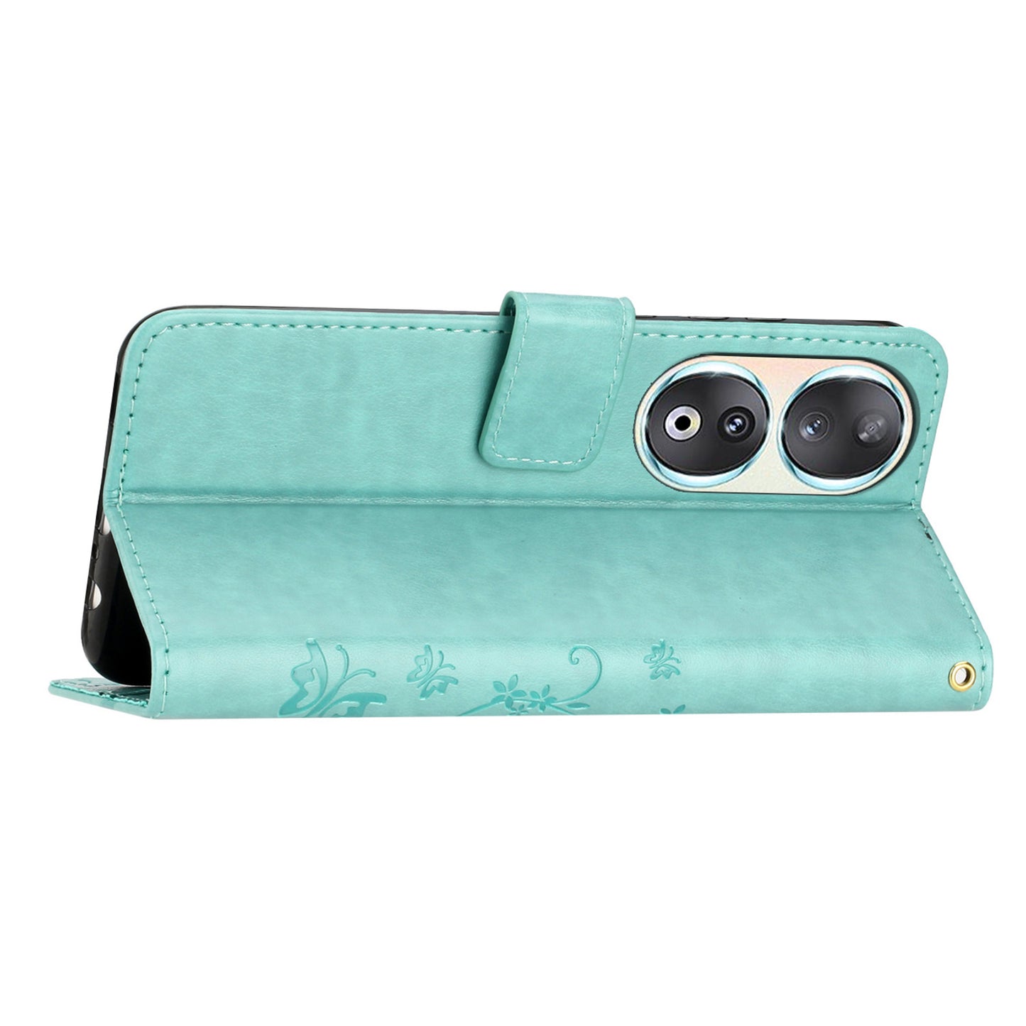 For Honor 90 PU Leather Wallet Cover Drop-proof Butterfly Imprinted Flip Stand Phone Case