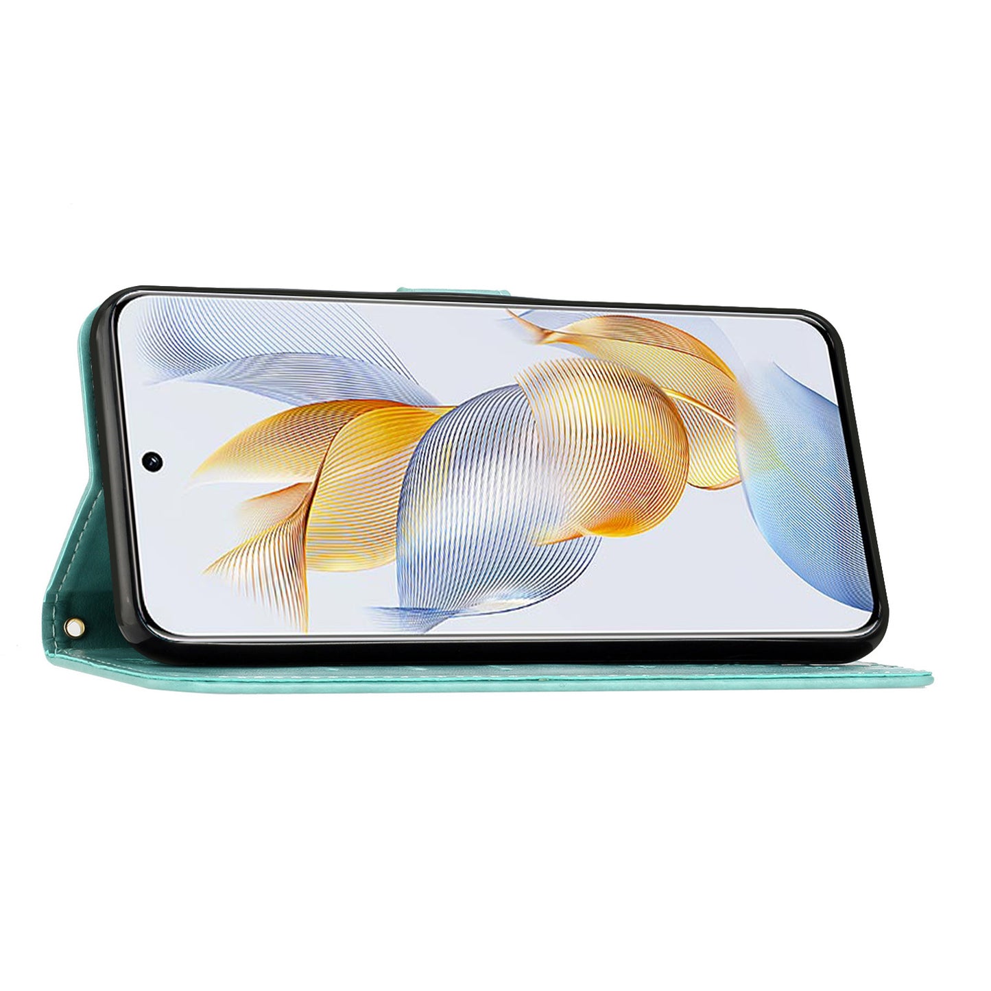 For Honor 90 PU Leather Wallet Cover Drop-proof Butterfly Imprinted Flip Stand Phone Case