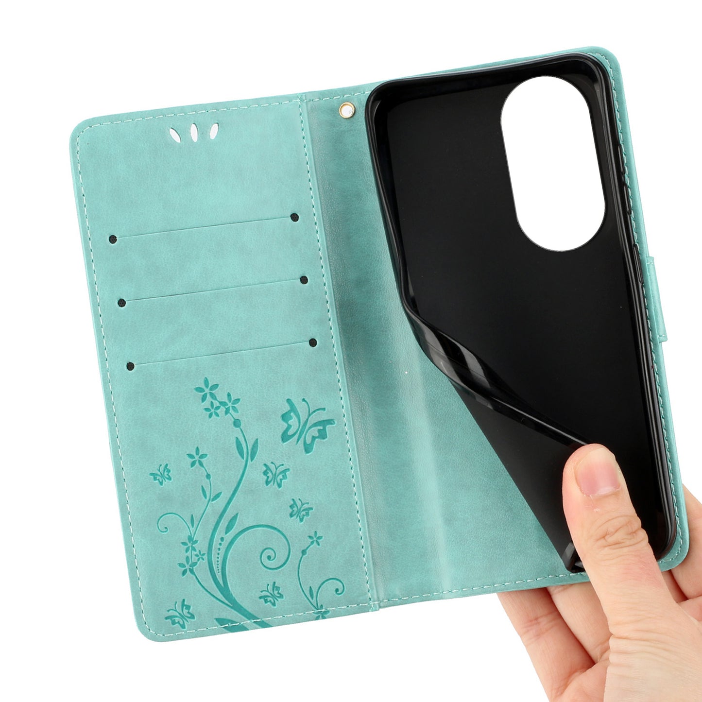 For Honor 90 PU Leather Wallet Cover Drop-proof Butterfly Imprinted Flip Stand Phone Case