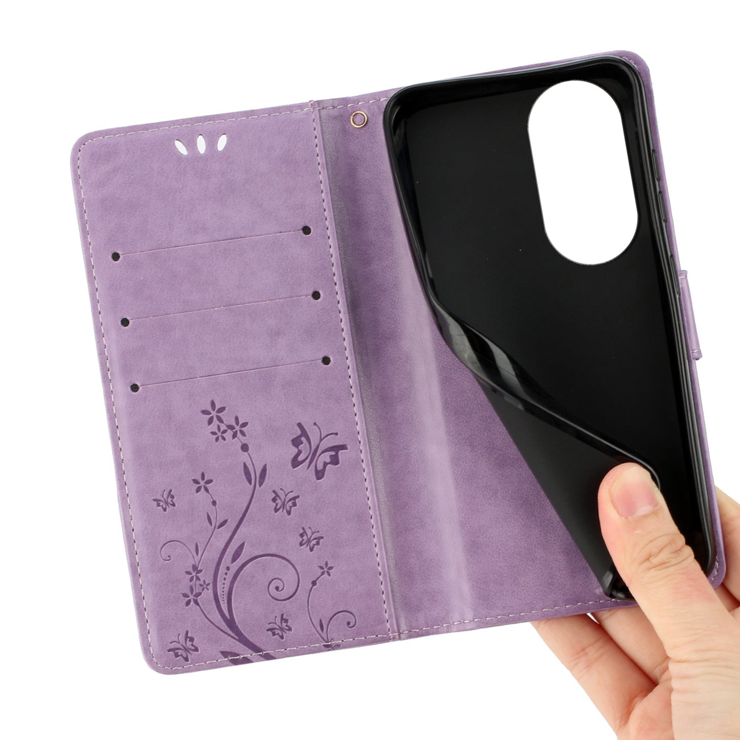For Honor 90 PU Leather Wallet Cover Drop-proof Butterfly Imprinted Flip Stand Phone Case