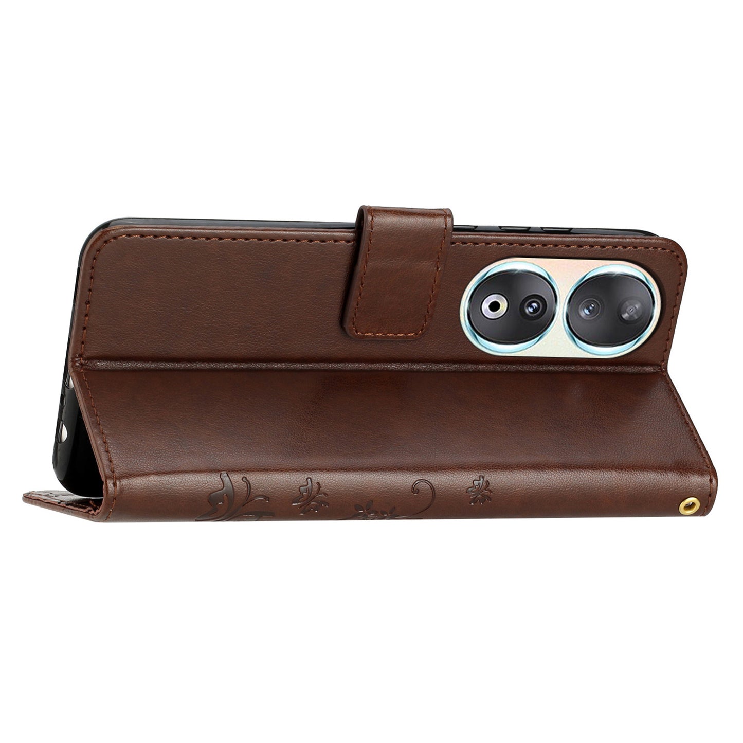 For Honor 90 PU Leather Wallet Cover Drop-proof Butterfly Imprinted Flip Stand Phone Case