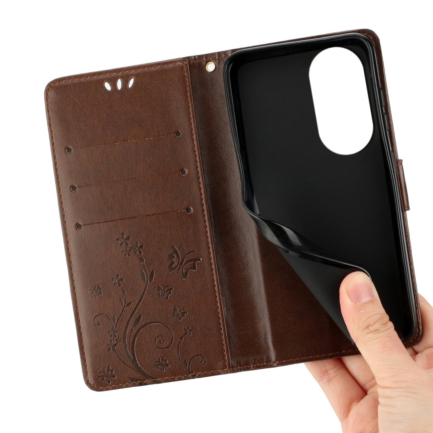 For Honor 90 PU Leather Wallet Cover Drop-proof Butterfly Imprinted Flip Stand Phone Case