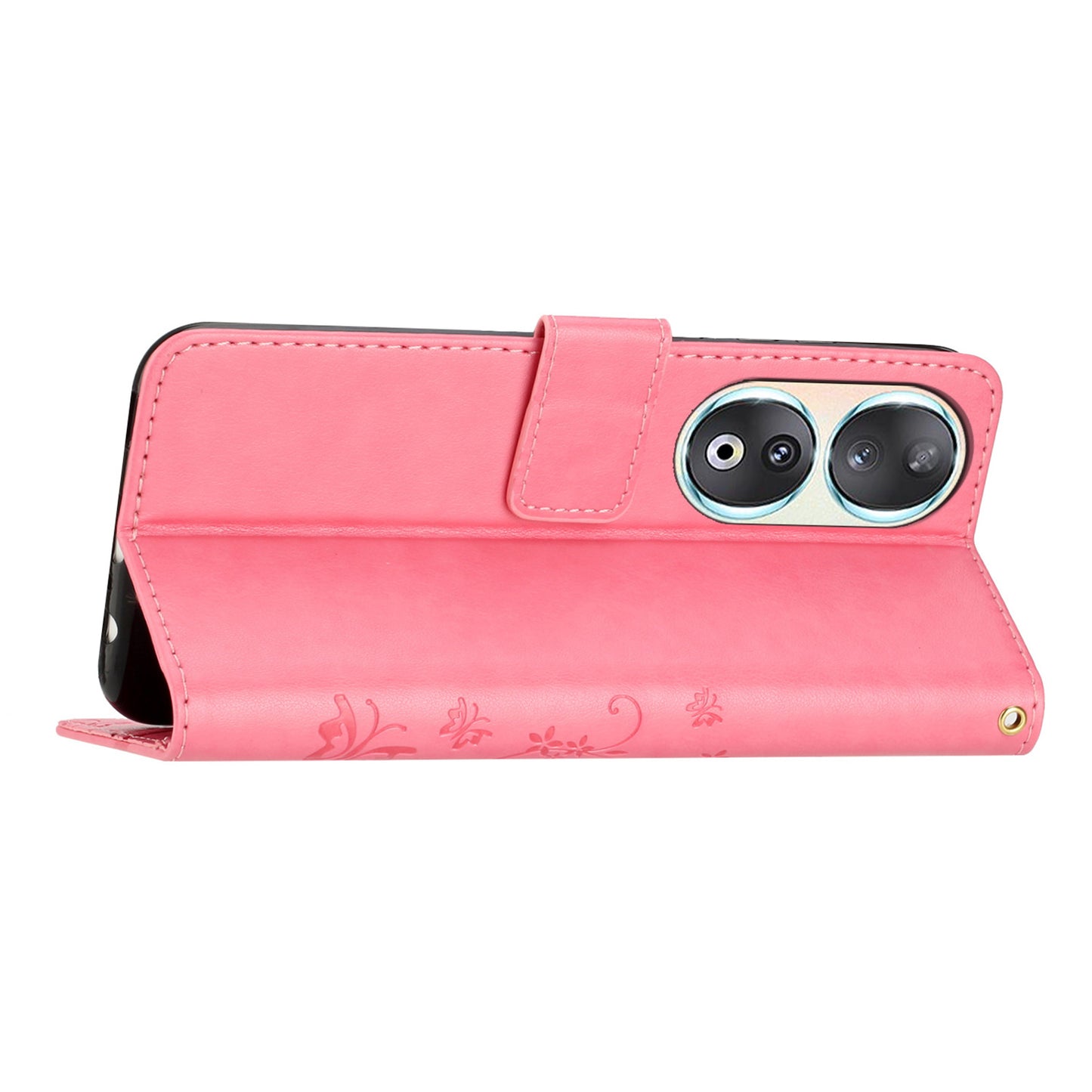 For Honor 90 PU Leather Wallet Cover Drop-proof Butterfly Imprinted Flip Stand Phone Case