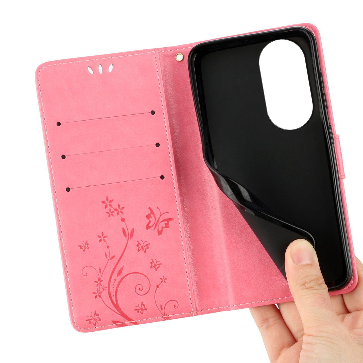 For Honor 90 PU Leather Wallet Cover Drop-proof Butterfly Imprinted Flip Stand Phone Case