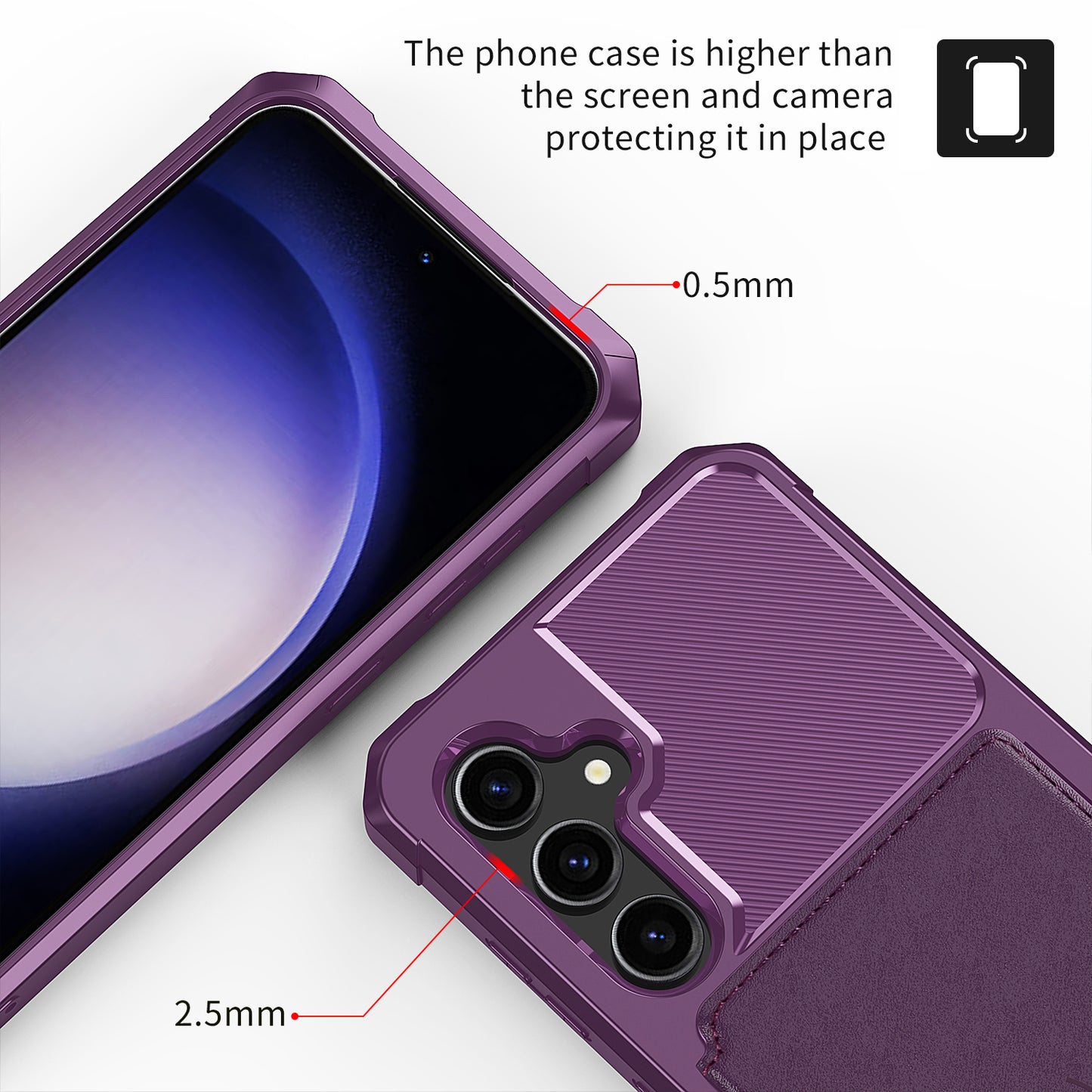 ZM03 For Samsung Galaxy S23 FE Card Holder Kickstand Phone Case PU Leather Coated TPU Back Cover