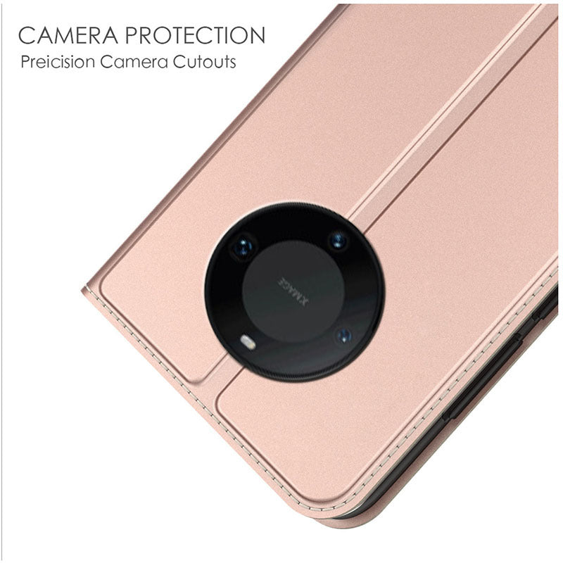 For Huawei Mate 60 Pro Protective Phone Case Card Slot TPU+PU Leather Folio Flip Cover with Stand