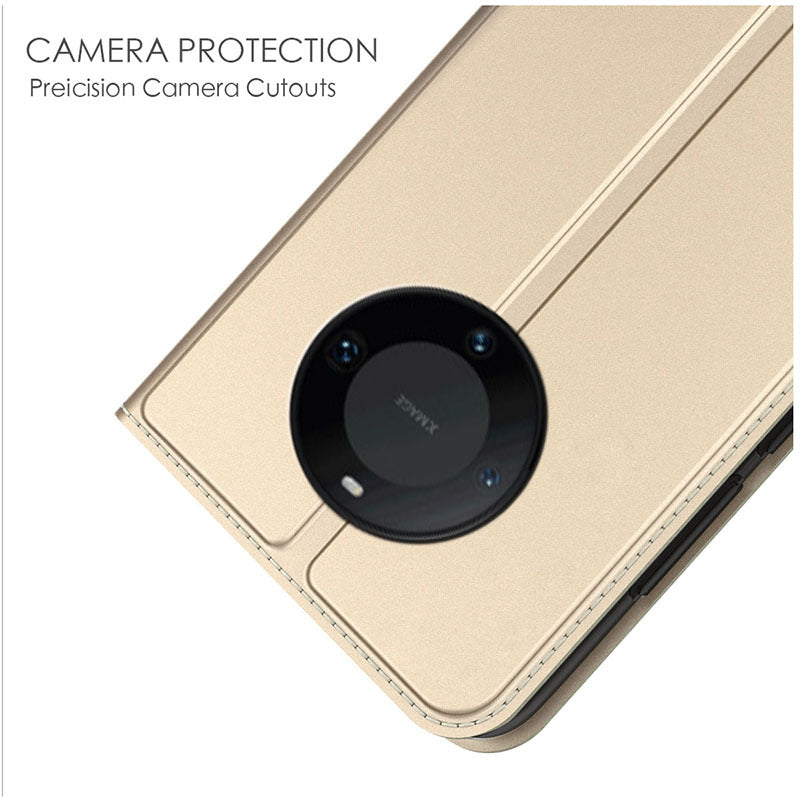 For Huawei Mate 60 Pro Protective Phone Case Card Slot TPU+PU Leather Folio Flip Cover with Stand
