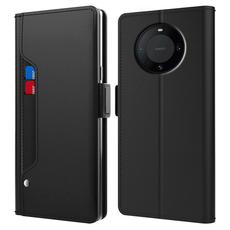 For Huawei Mate 60 Pro Anti-Scratch Shell Stand Phone Case Card Slot and Mirror PU Leather Cover