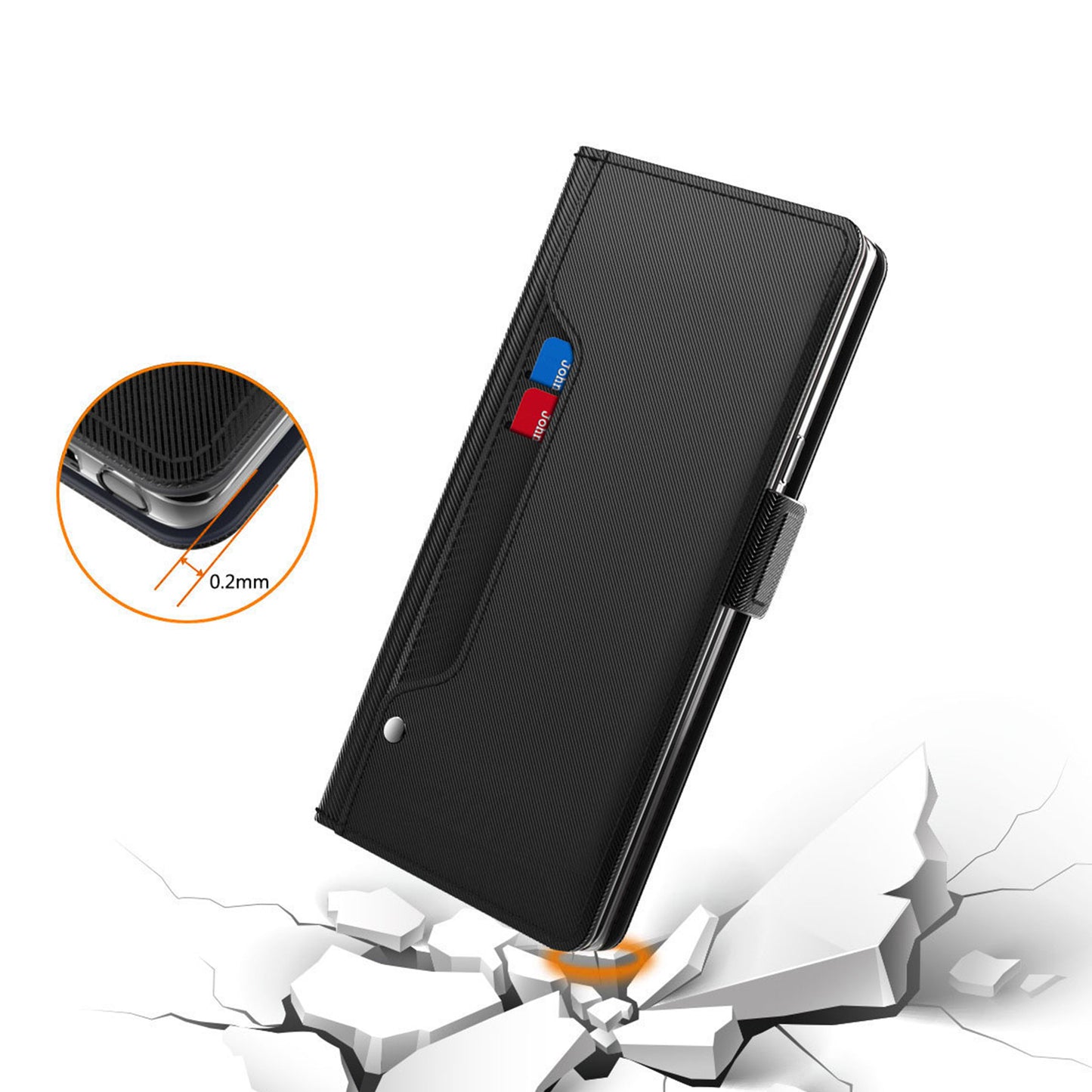 For Huawei Mate 60 Pro Anti-Scratch Shell Stand Phone Case Card Slot and Mirror PU Leather Cover